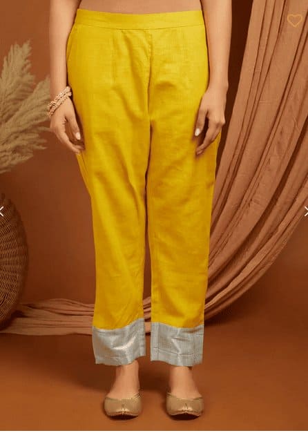 Lemon Yellow Shimmer Linen Kurta Set - Charkha TalesLemon Yellow Shimmer Linen Kurta Set