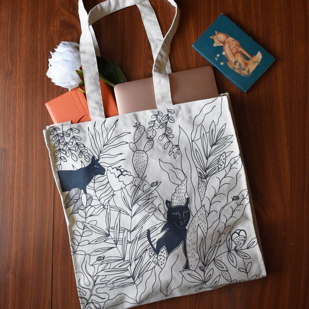 Leopard Canvas Bag - Charkha TalesLeopard Canvas Bag