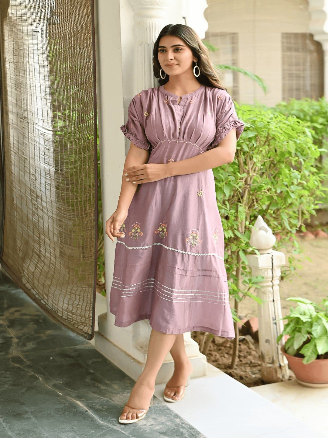 Light Purple Utsav Chikankari Dress - Charkha TalesLight Purple Utsav Chikankari Dress