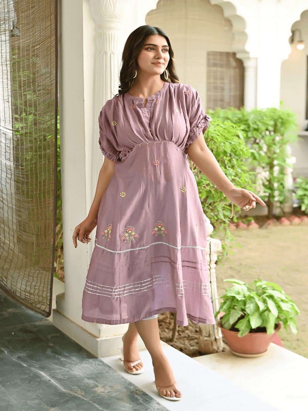 Light Purple Utsav Chikankari Dress - Charkha TalesLight Purple Utsav Chikankari Dress