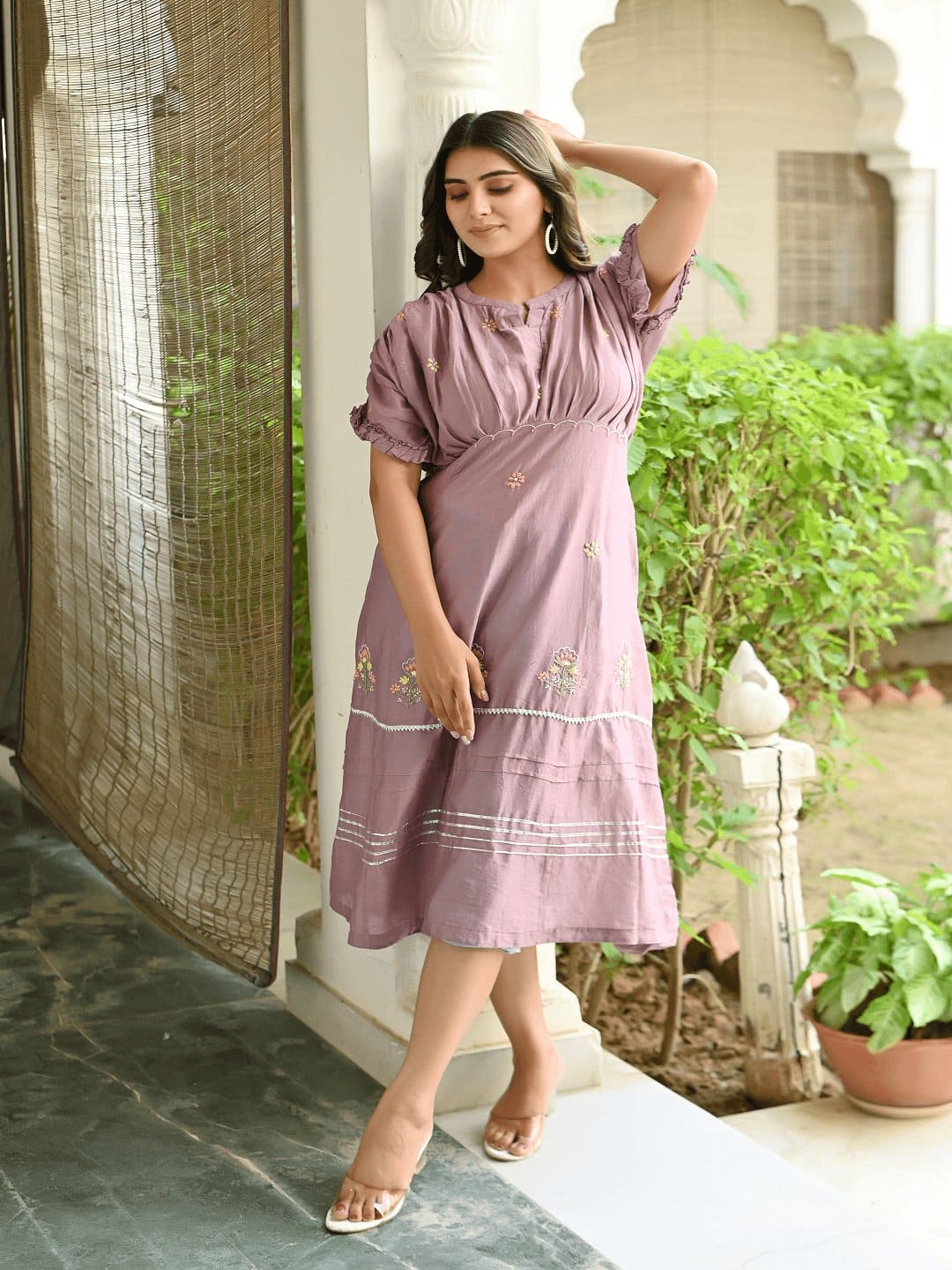 Light Purple Utsav Chikankari Dress - Charkha TalesLight Purple Utsav Chikankari Dress