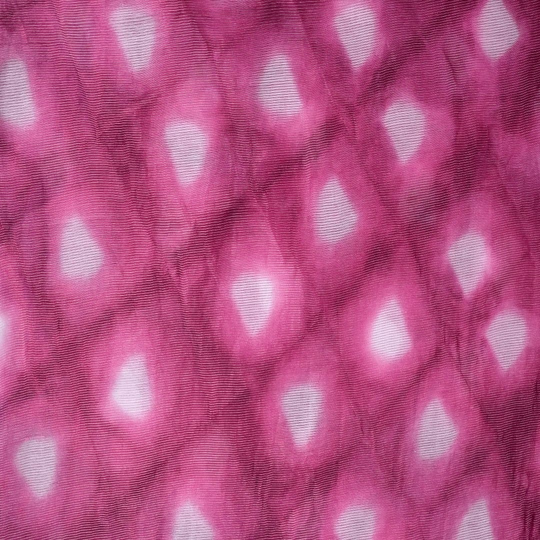 Majenta Tie Dye Silk Chanderi Fabric - Charkha TalesMajenta Tie Dye Silk Chanderi Fabric