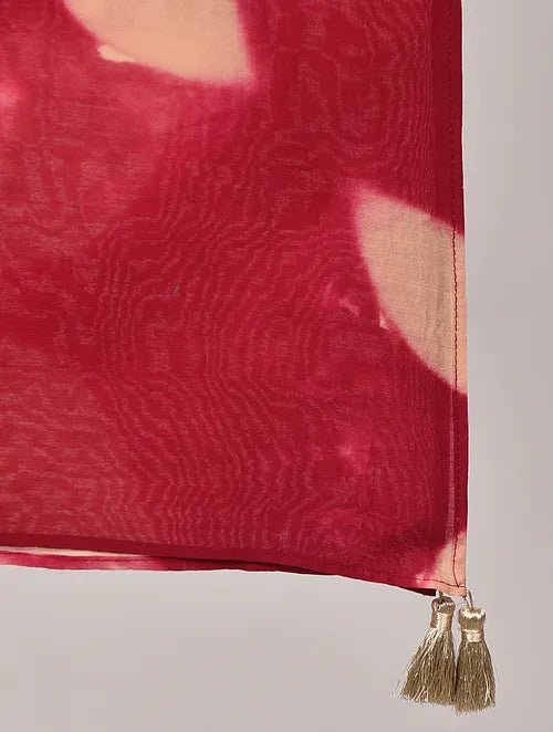 Maroon Clamp Dye Chanderi Silk Stole - Charkha TalesMaroon Clamp Dye Chanderi Silk Stole