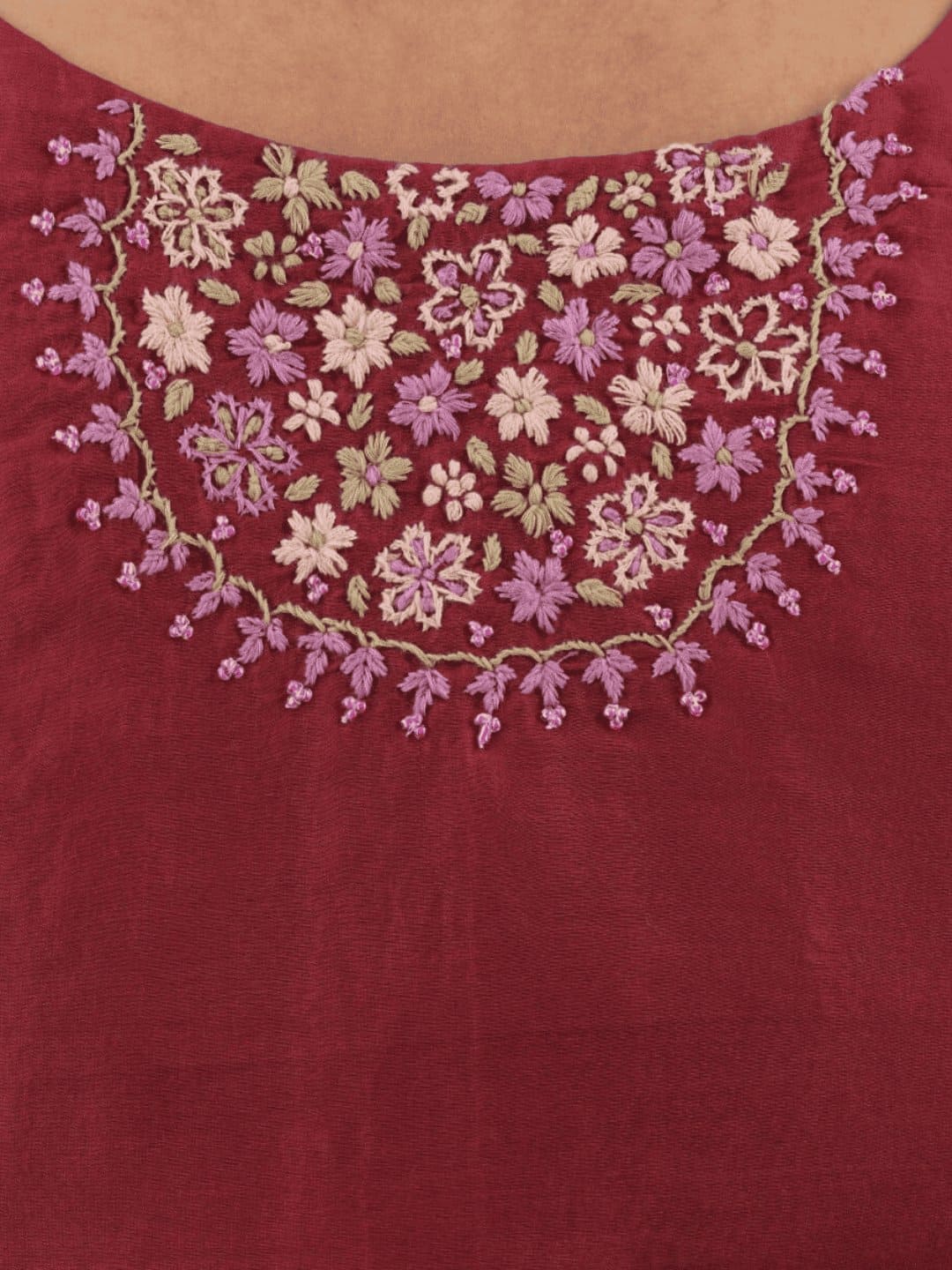Maroon Embroidered Chanderi Silk Blouse - Charkha TalesMaroon Embroidered Chanderi Silk Blouse