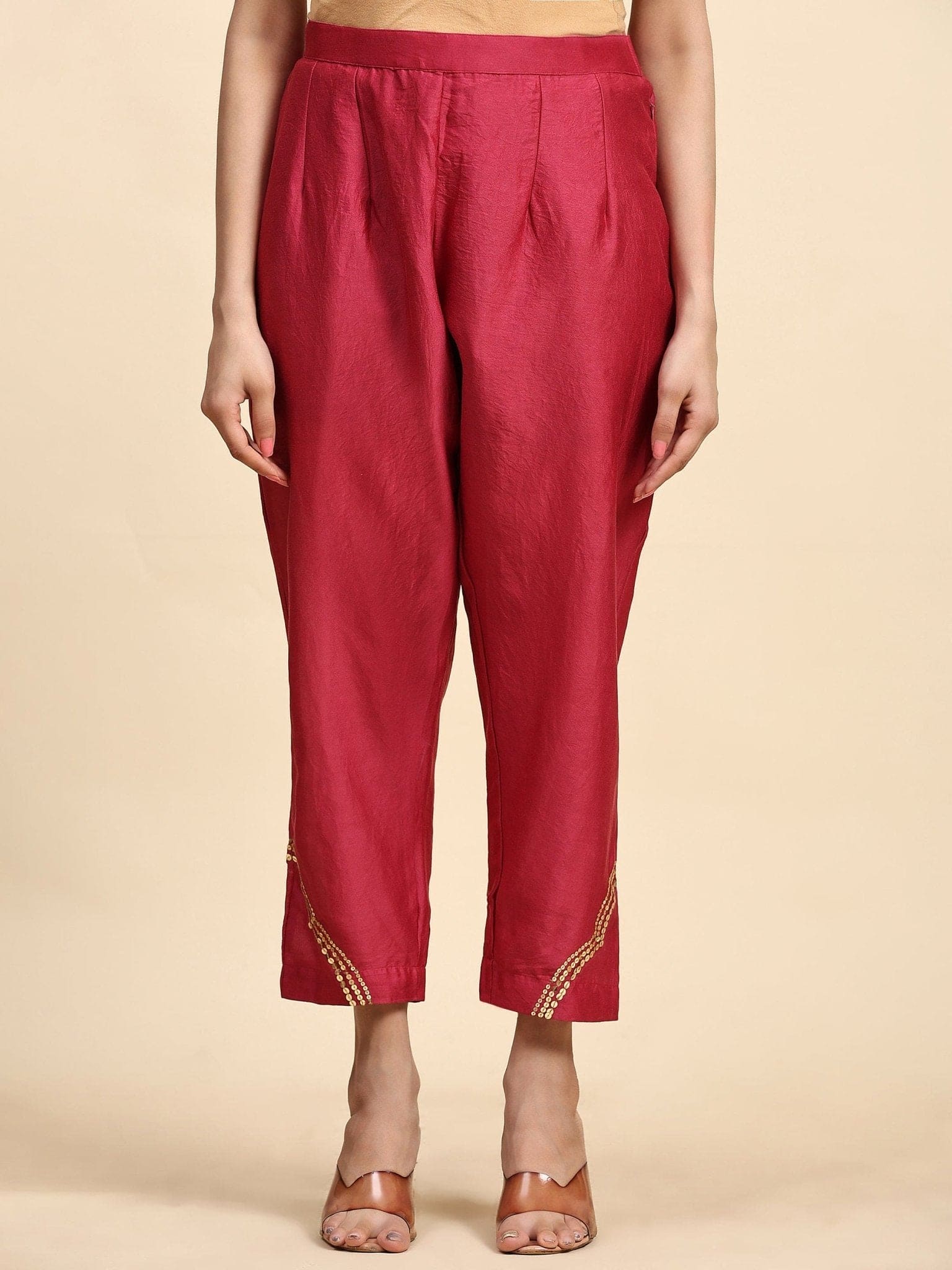 Maroon Chanderi Kurta Set