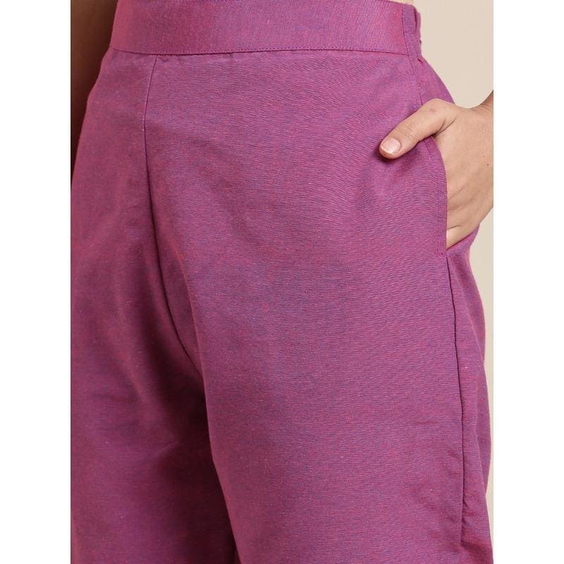 Mauve Embroidered Kurta Set - Charkha TalesMauve Embroidered Kurta Set