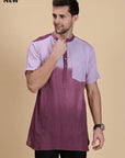 Mauve Tie Dye Men Shirt Kurta - Charkha TalesMauve Tie Dye Men Shirt Kurta