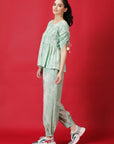 Mint Green Marble Dyed Athleisure Set - Charkha TalesMint Green Marble Dyed Athleisure Set
