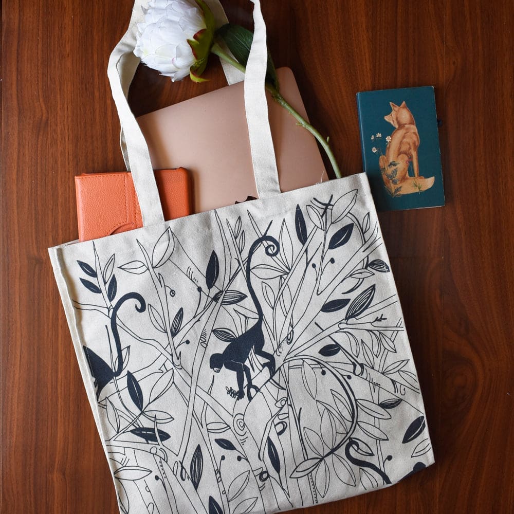 Monkey Canvas Tote - Charkha TalesMonkey Canvas Tote