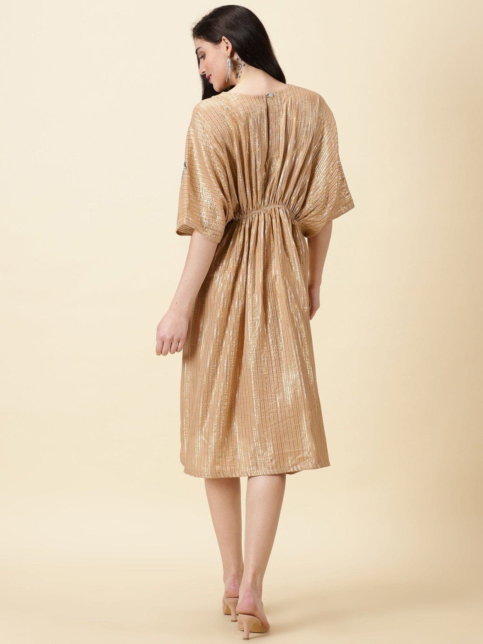 Muddy Brown Chanderi Women Dress - Charkha TalesMuddy Brown Chanderi Women Dress