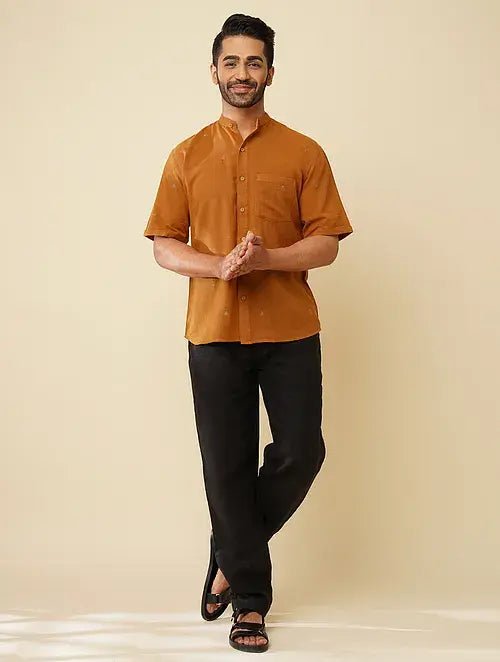 Mustard Khadi Cotton Shirt - Charkha TalesMustard Khadi Cotton Shirt