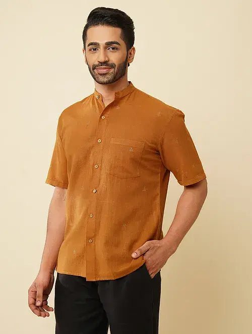 Mustard Khadi Cotton Shirt - Charkha TalesMustard Khadi Cotton Shirt