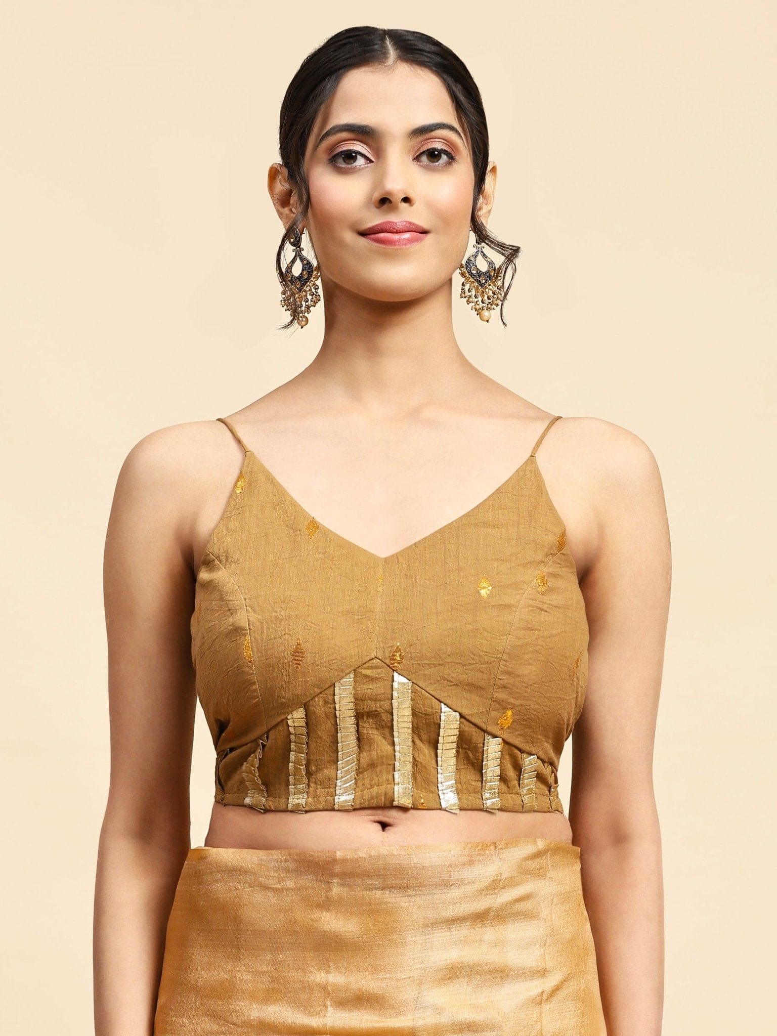 Mustured Yellow & Copper Tussar Silk Saree - Charkha TalesMustured Yellow & Copper Tussar Silk Saree