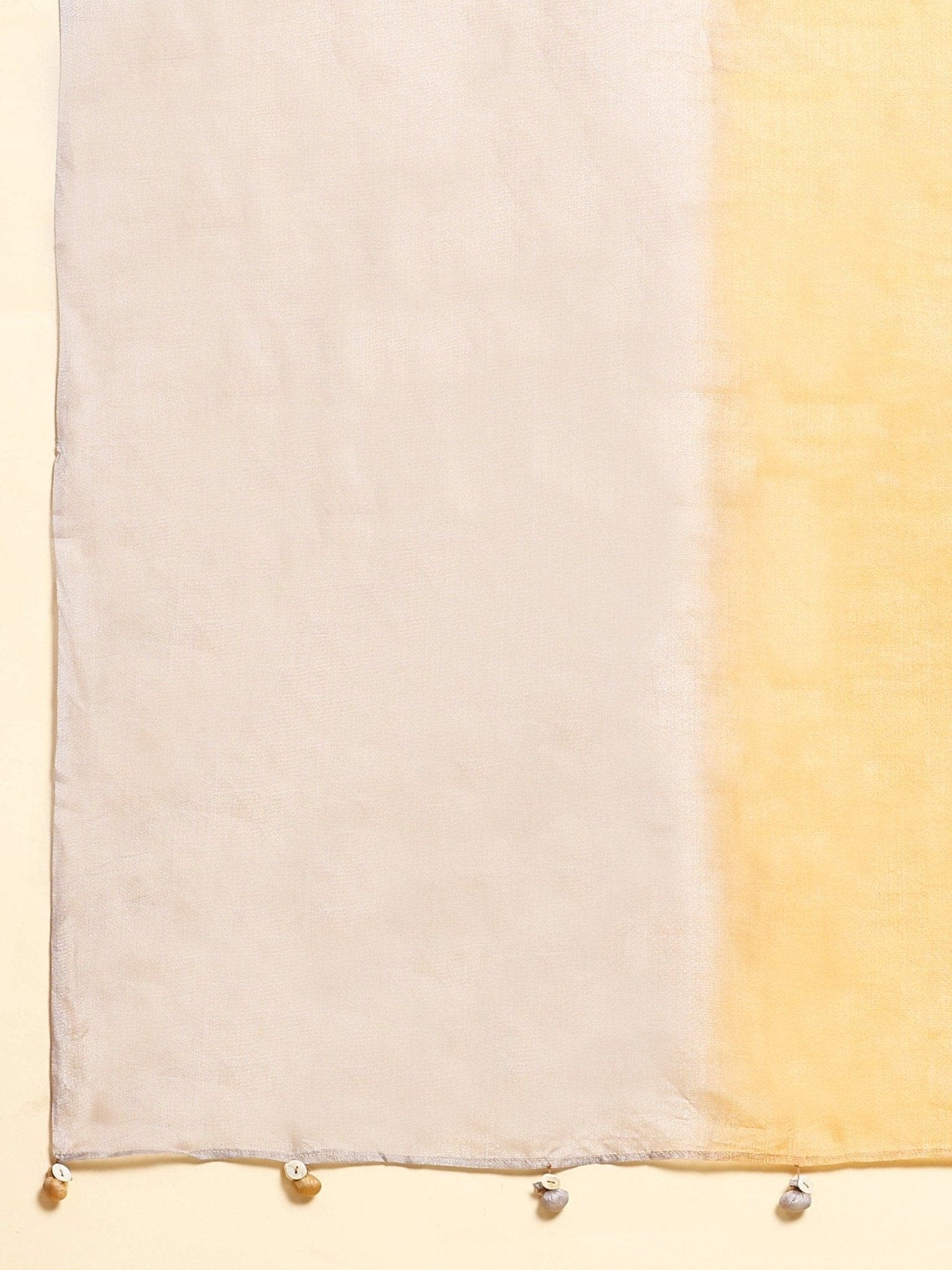 Mustured Yellow & Copper Tussar Silk Saree - Charkha TalesMustured Yellow & Copper Tussar Silk Saree