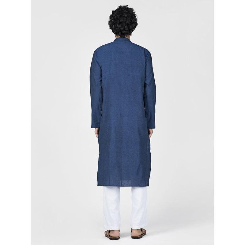 Navy Blue Bengal Cotton Full Kurta Set - Charkha TalesNavy Blue Bengal Cotton Full Kurta Set