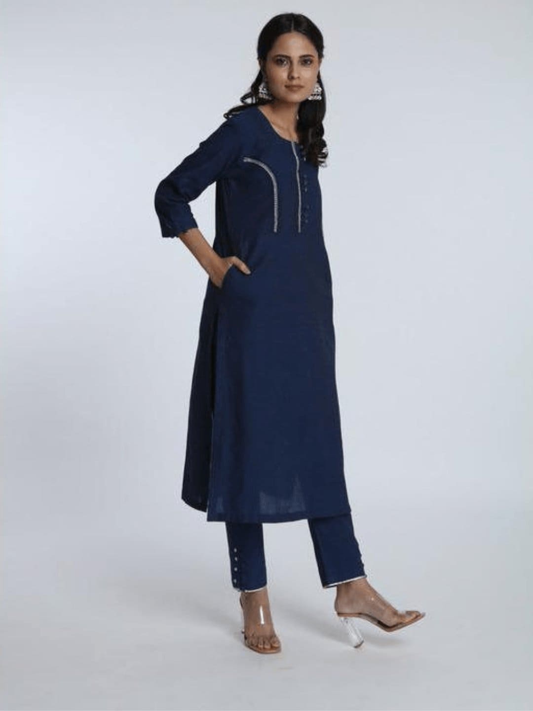Navy Blue Classic Kurta Set - Charkha TalesNavy Blue Classic Kurta Set