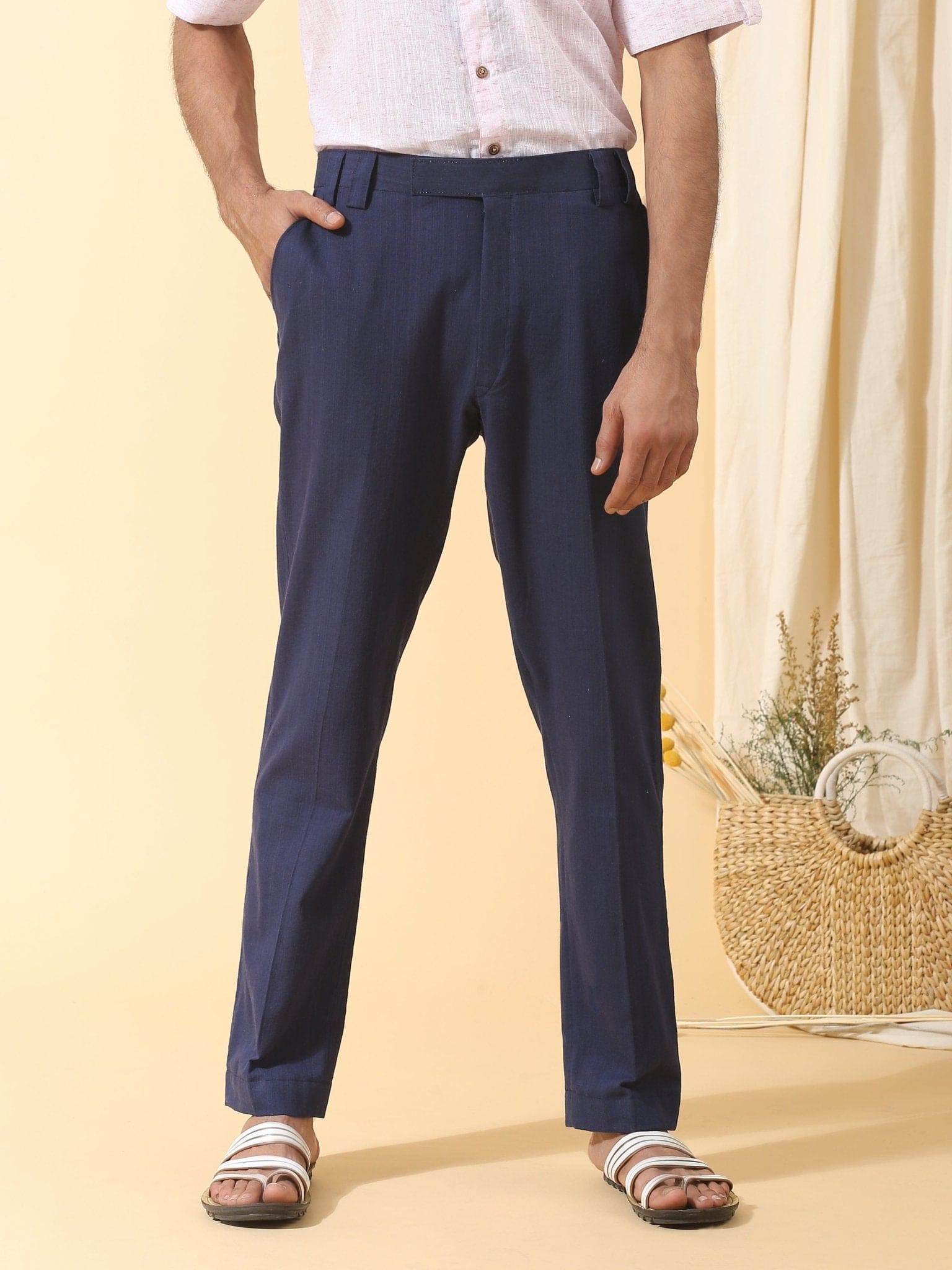 Navy Blue Men Trouser - Charkha TalesNavy Blue Men Trouser