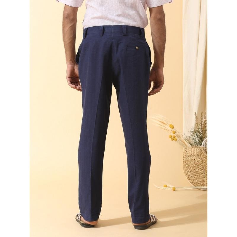 Navy Blue Men Trouser - Charkha TalesNavy Blue Men Trouser