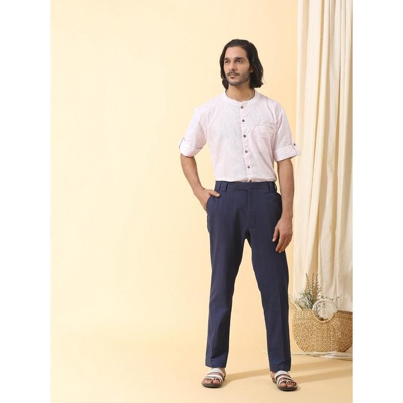 Navy Blue Men Trouser - Charkha TalesNavy Blue Men Trouser