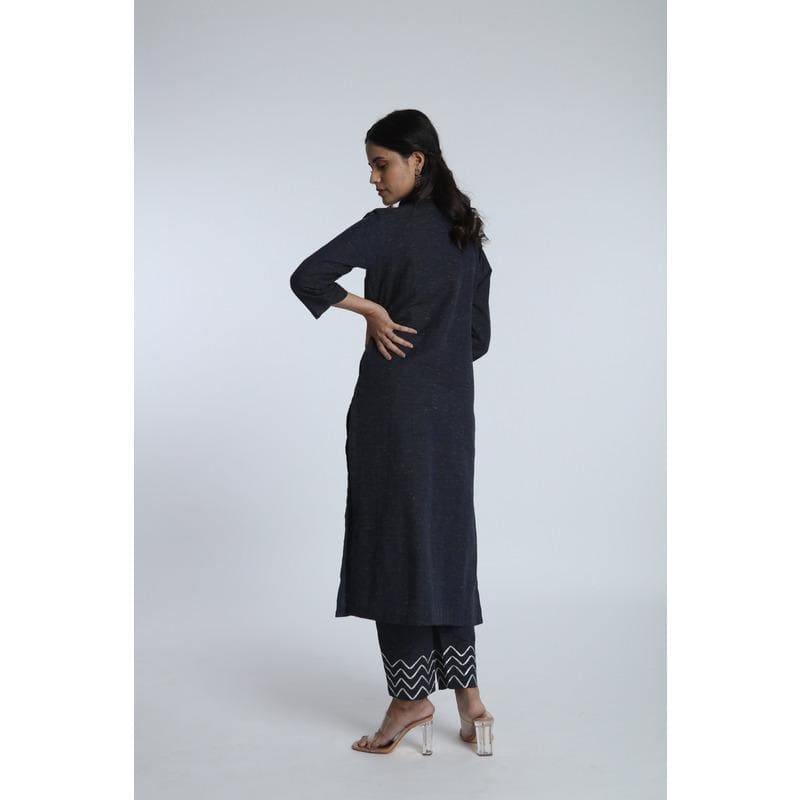 Navy Blue Women's Kurta Set - Charkha TalesNavy Blue Women's Kurta Set