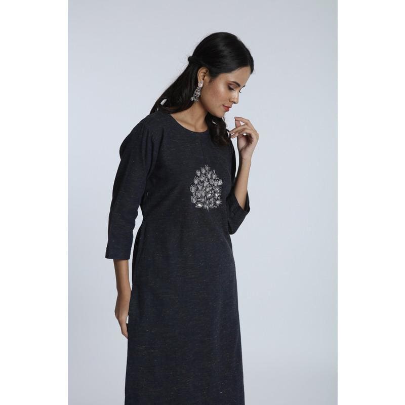 Navy Blue Women's Kurta Set - Charkha TalesNavy Blue Women's Kurta Set