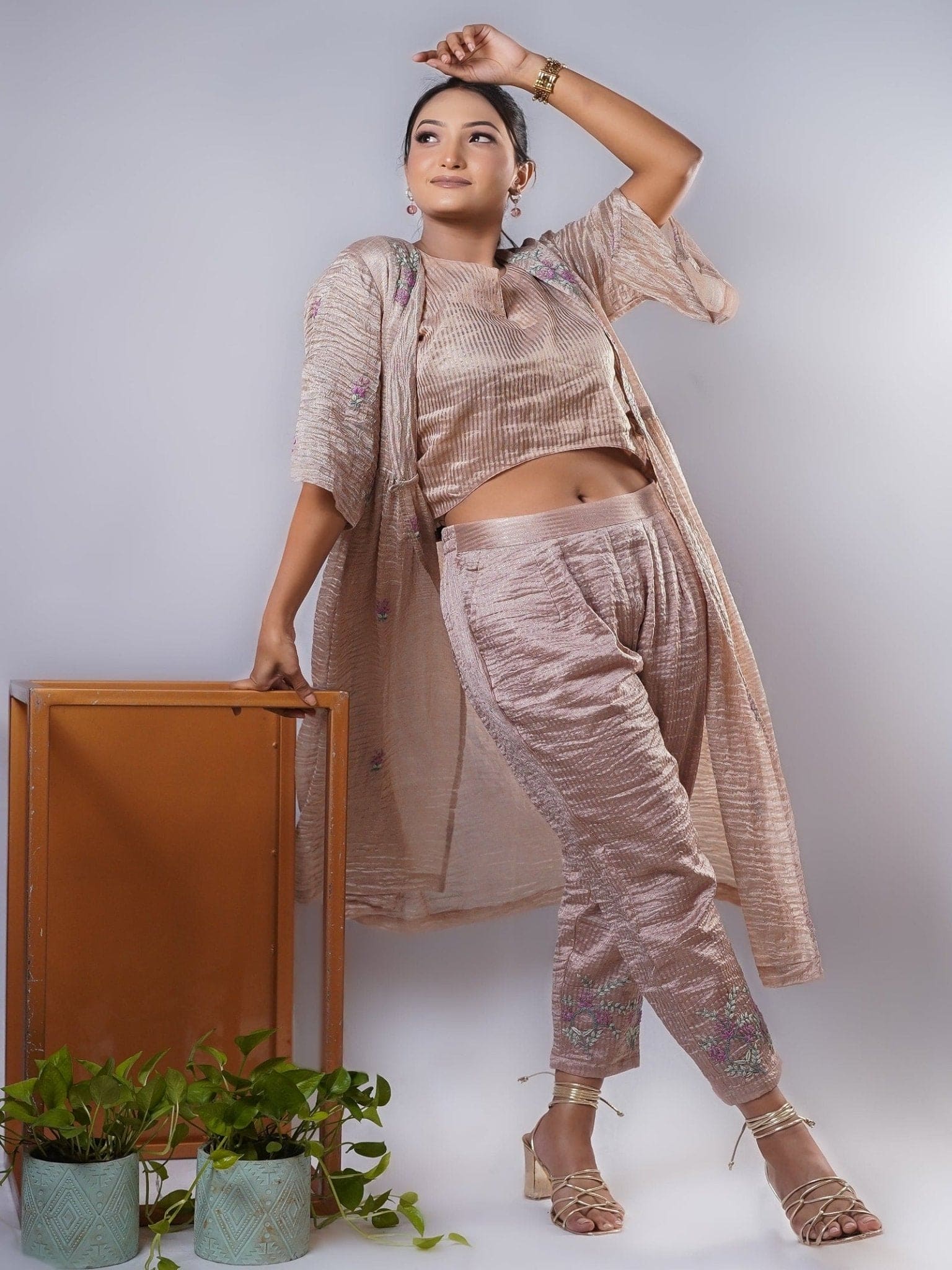 Nude Beige Chikankari Co-ord Set - Charkha TalesNude Beige Chikankari Co-ord Set