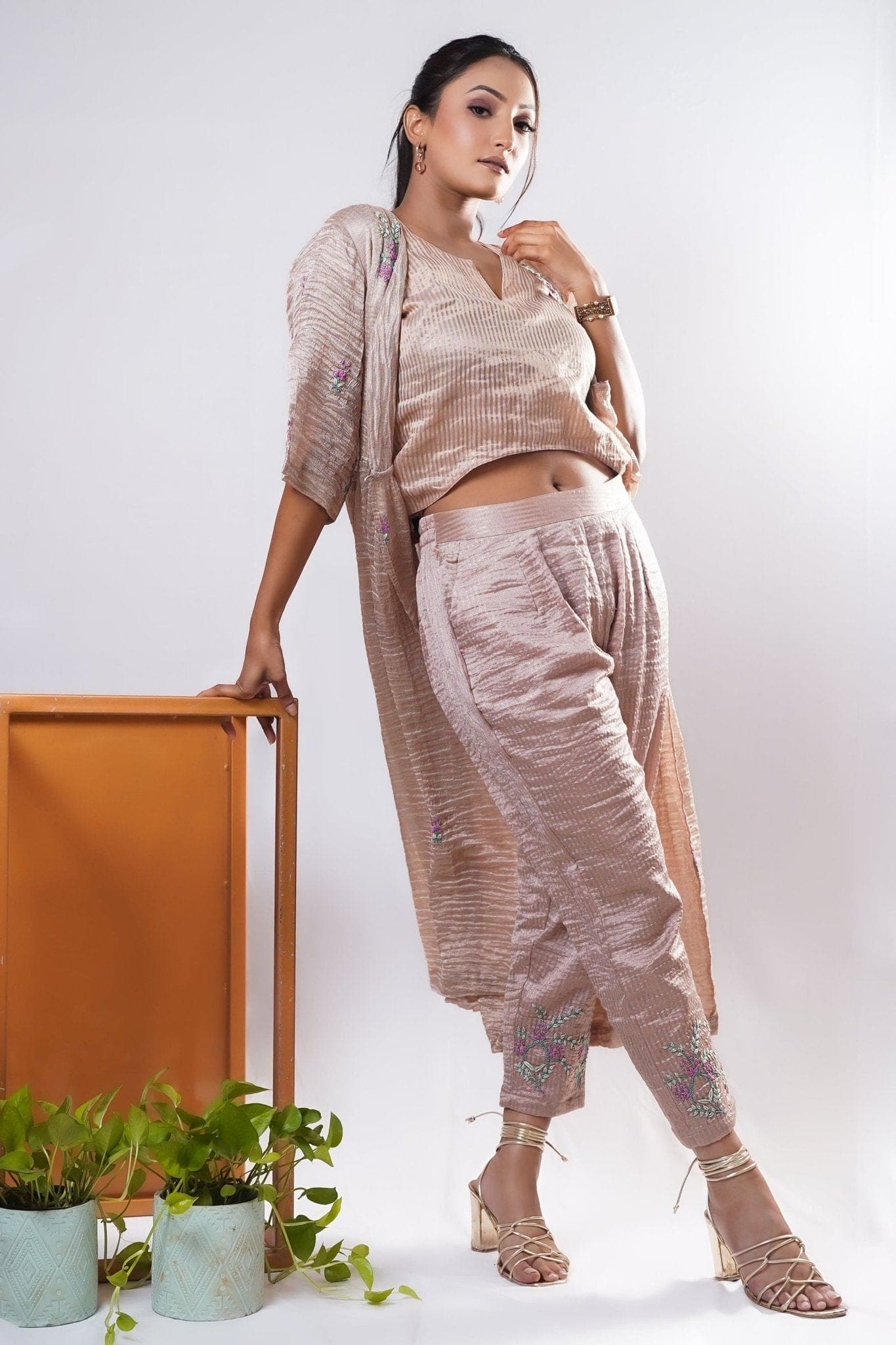 Nude Beige Chikankari Co-ord Set - Charkha TalesNude Beige Chikankari Co-ord Set