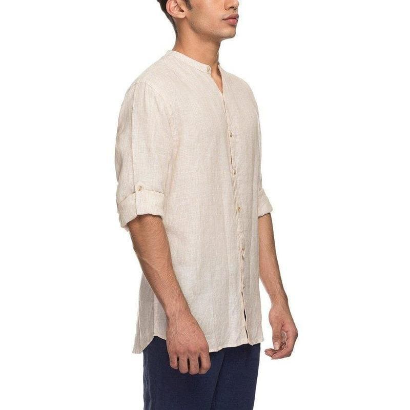 Off-White Bengal Khadi Men Shirt - Charkha TalesOff-White Bengal Khadi Men Shirt
