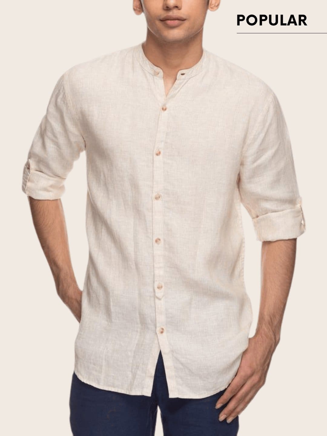 Off-White Bengal Khadi Men Shirt - Charkha TalesOff-White Bengal Khadi Men Shirt