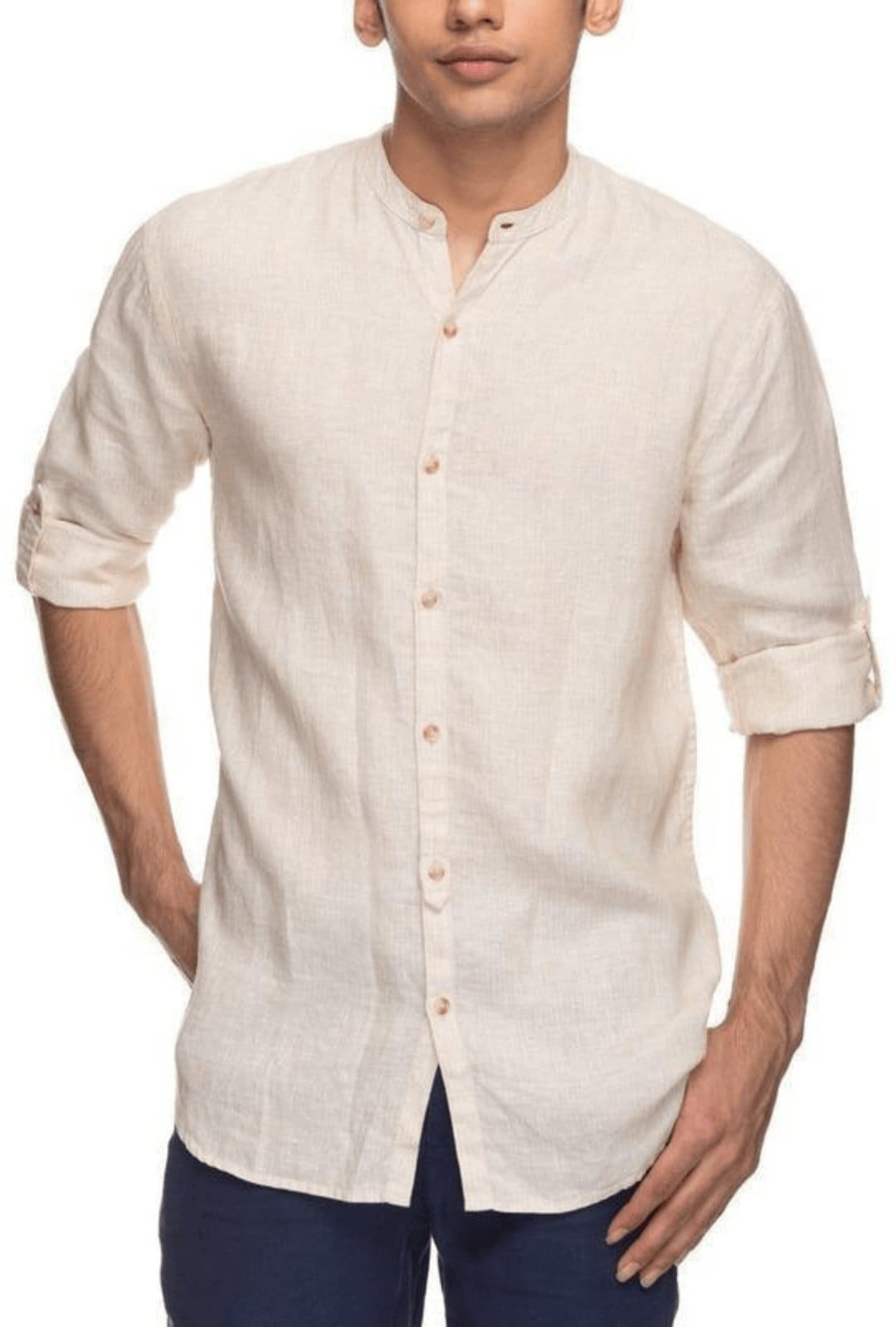 Off-White Bengal Khadi Men Shirt - Charkha TalesOff-White Bengal Khadi Men Shirt