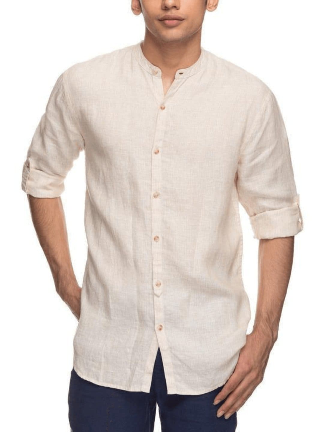 Off-White Bengal Khadi Men Shirt - Charkha TalesOff-White Bengal Khadi Men Shirt