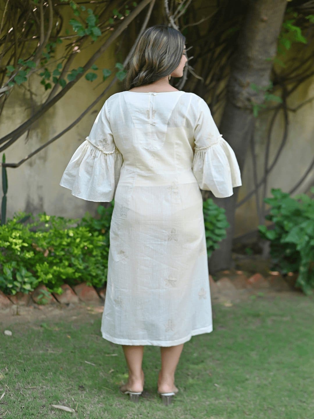 Off-White Dainty Dazzel Dress - Charkha TalesOff-White Dainty Dazzel Dress