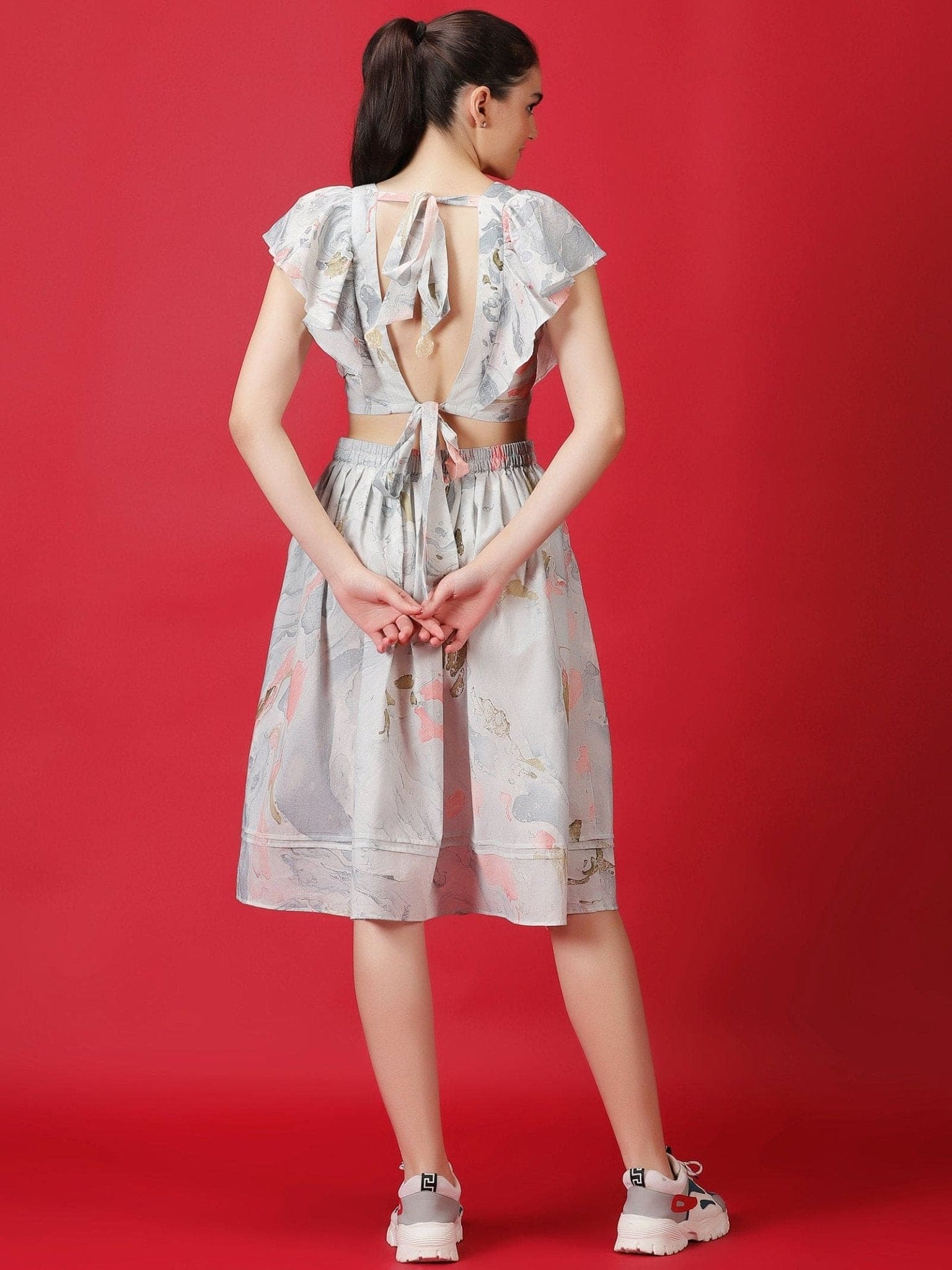 Off-White Hand Dyed Dress - Charkha TalesOff-White Hand Dyed Dress