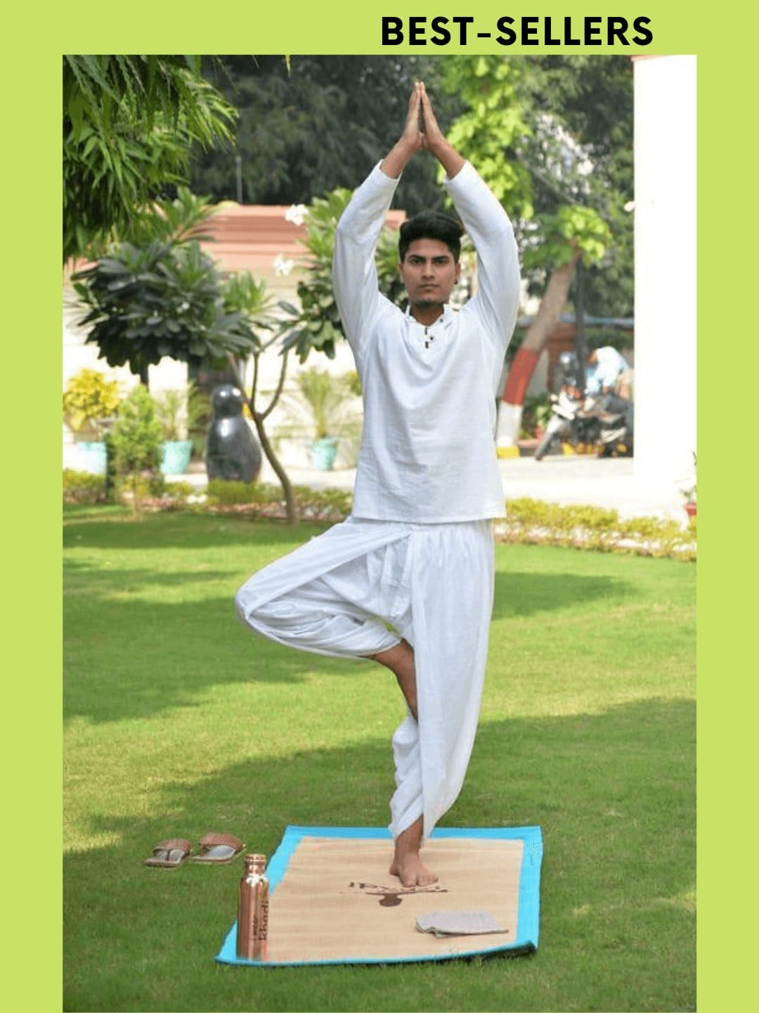 Off-White Khadi Dyan Motif Yoga Kurta Set at Rs 1300.00, Yoga Wear