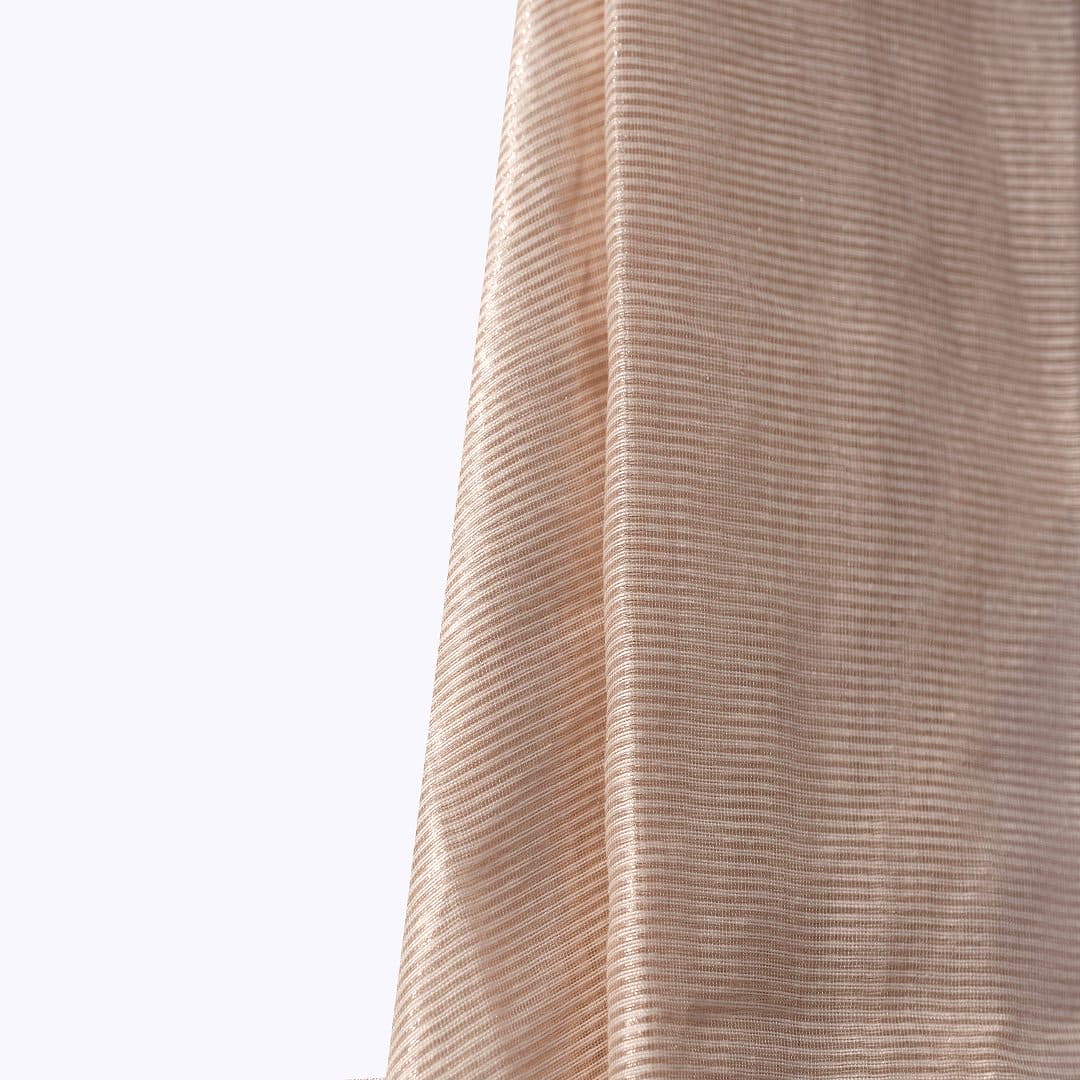 Off-White Stripes Pure Silk Chanderi Fabric - Charkha TalesOff-White Stripes Pure Silk Chanderi Fabric