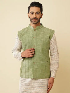 Hand Embroidered Jacket - Olive Green