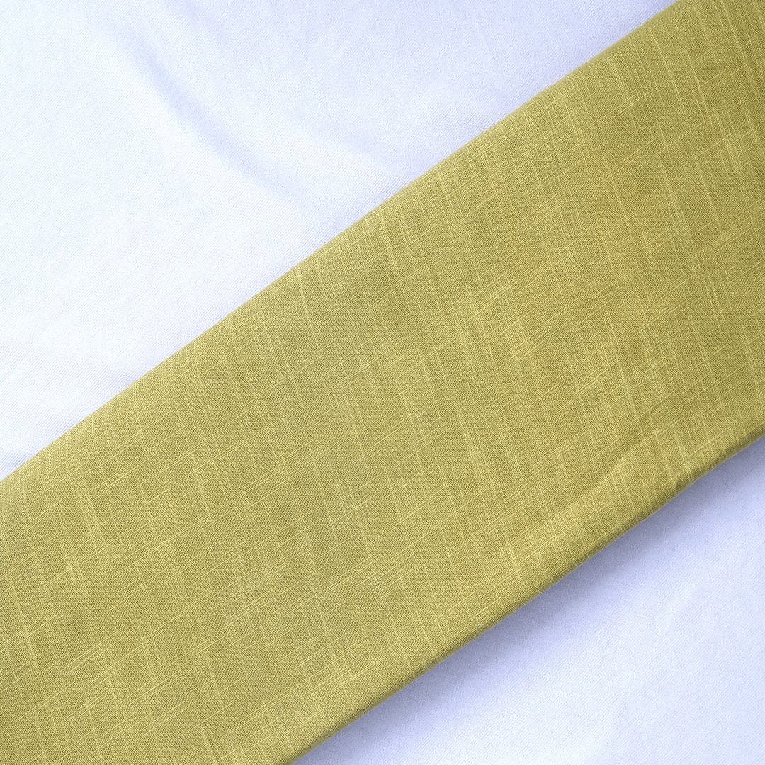 Olive Green Pure Slub Cotton Fabric - Charkha TalesOlive Green Pure Slub Cotton Fabric