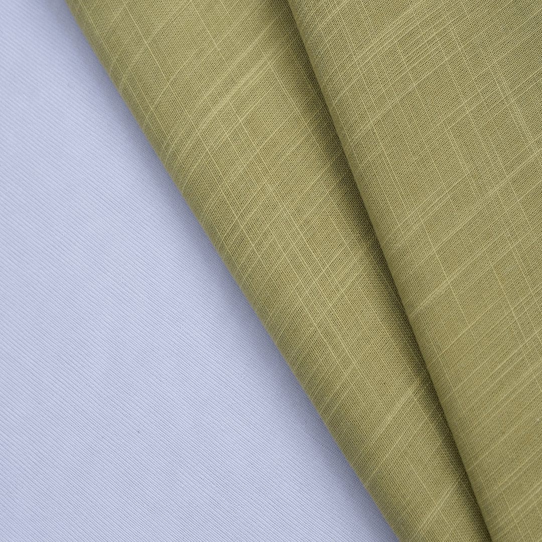 Olive Green Pure Slub Cotton Fabric - Charkha TalesOlive Green Pure Slub Cotton Fabric