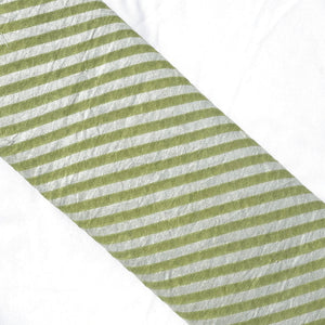 Silver Stripes Chanderi Fabric - Olive Green