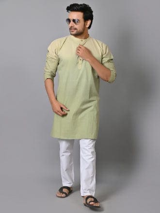 Olive Green Tie Dye Long Kurta Set - Charkha TalesOlive Green Tie Dye Long Kurta Set