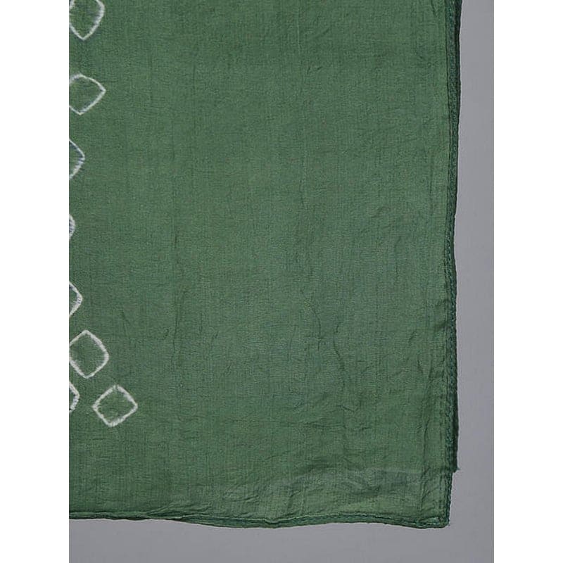 Olive Green Tie Dye Silk Stole - Charkha TalesOlive Green Tie Dye Silk Stole