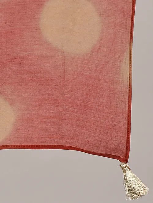 Orange Clamp Dye Chanderi Silk Scarf - Charkha TalesOrange Clamp Dye Chanderi Silk Scarf