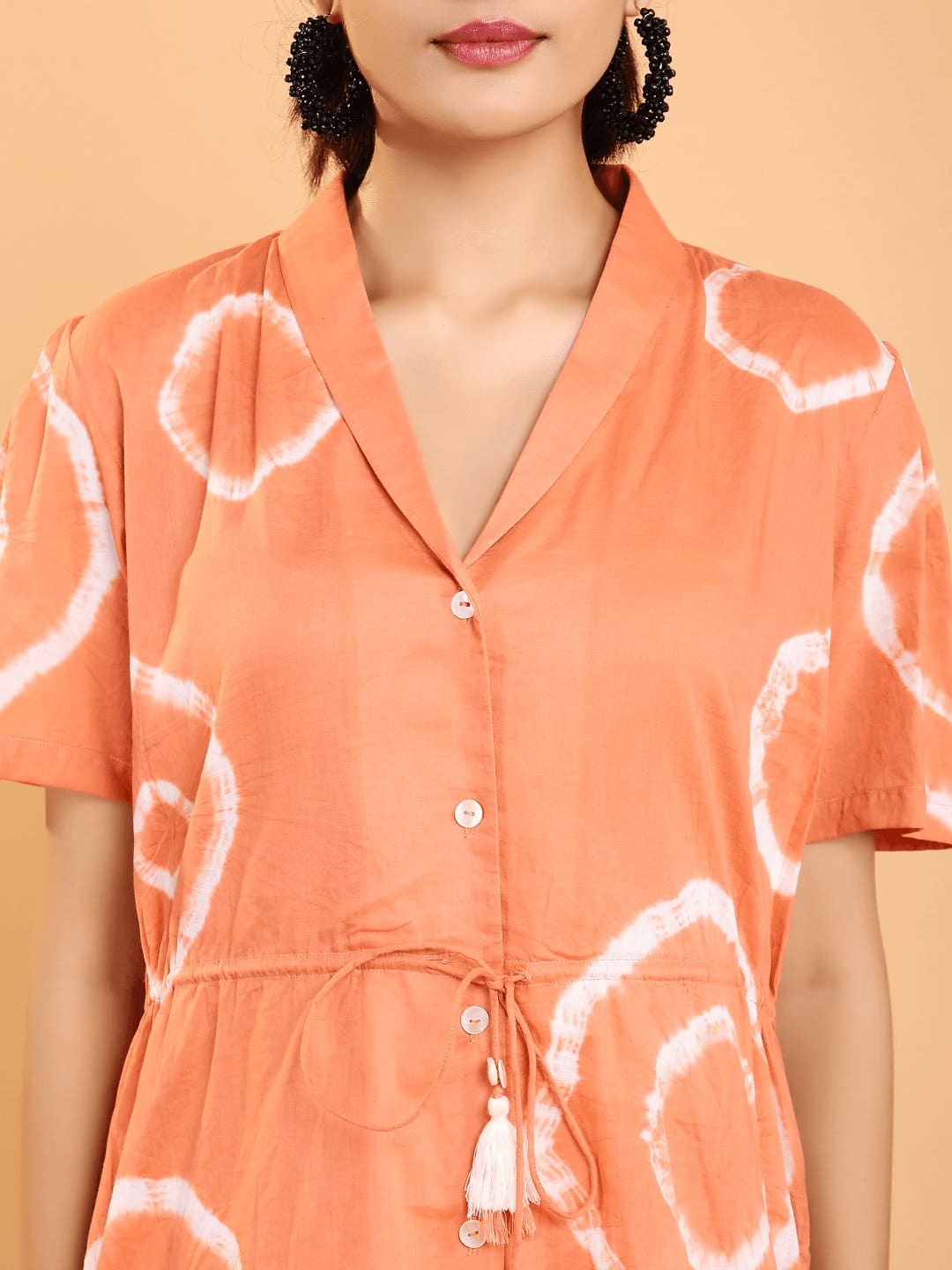 Orange Coral Women Co-Ord Set - Charkha TalesOrange Coral Women Co-Ord Set