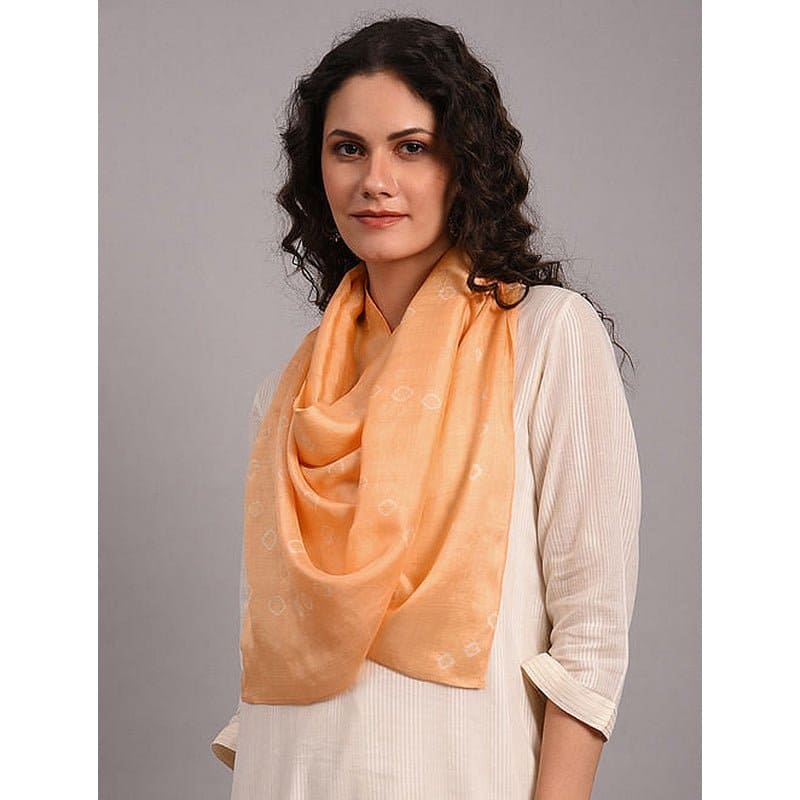 Orange Hand Dyed Silk Scarf - Charkha TalesOrange Hand Dyed Silk Scarf