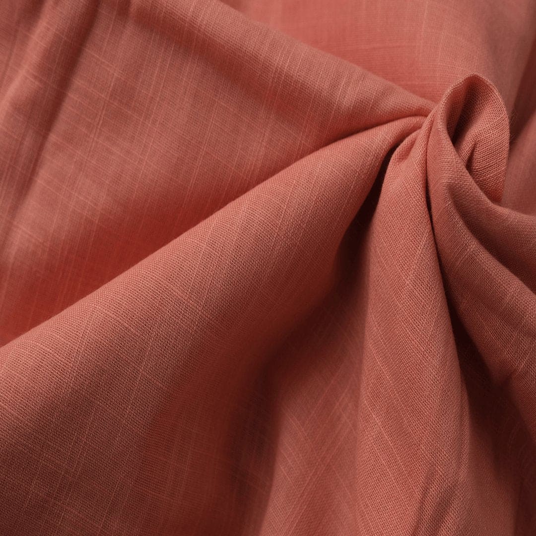 Orange Slub Cotton Fabric - Charkha TalesOrange Slub Cotton Fabric
