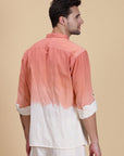 Peach Hand Dyed Men Shirt - Charkha TalesPeach Hand Dyed Men Shirt