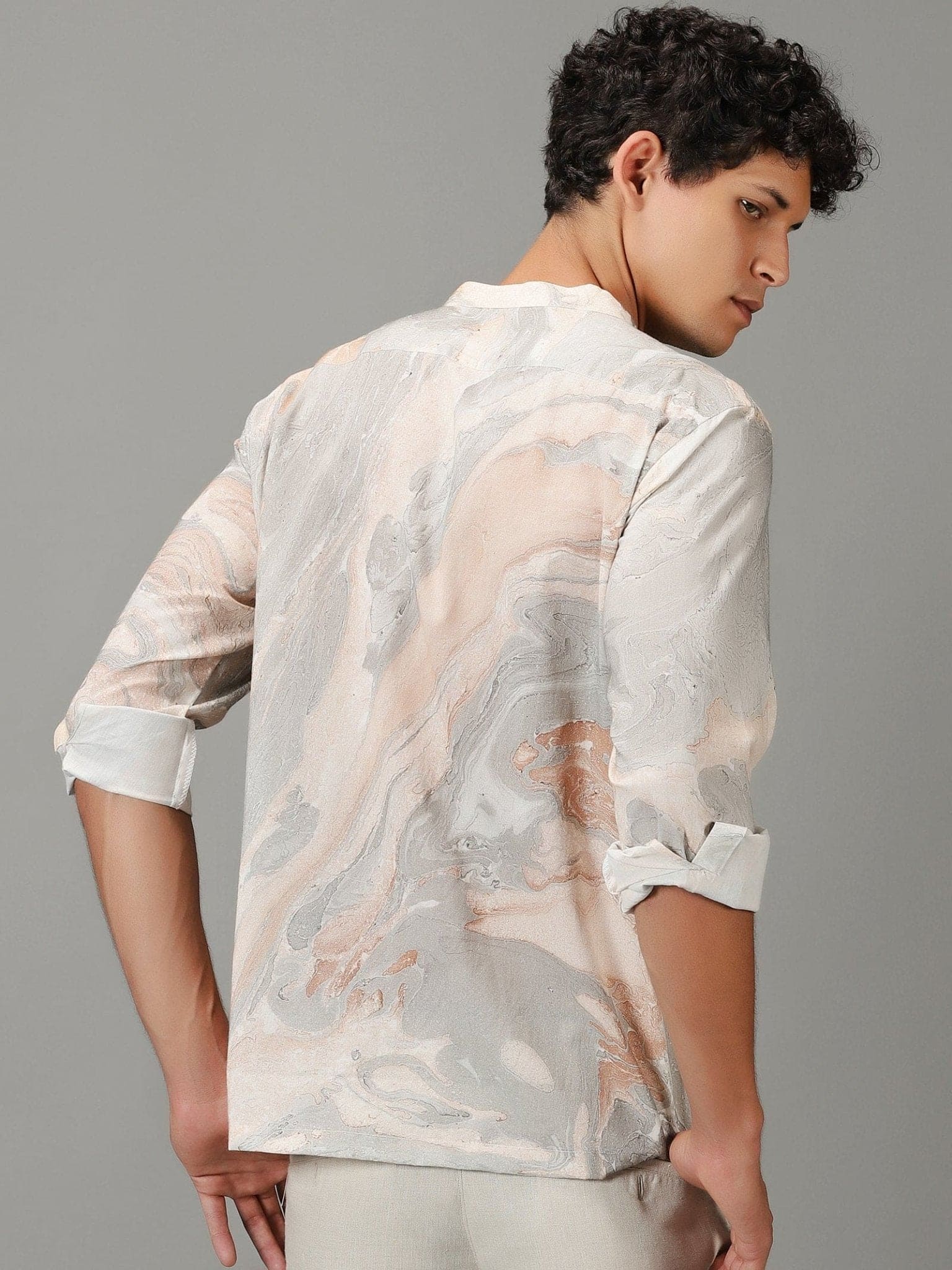 Peach Hand Dyed Men's Shirt - Charkha TalesPeach Hand Dyed Men's Shirt