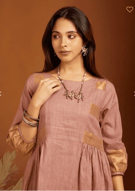 Peach Shimmer Linen Co-Ord Set - Charkha TalesPeach Shimmer Linen Co-Ord Set