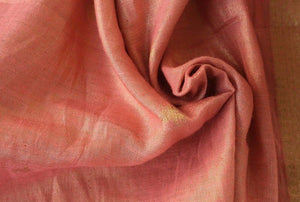Banarsi Zari Border Silk Fabric - Pink