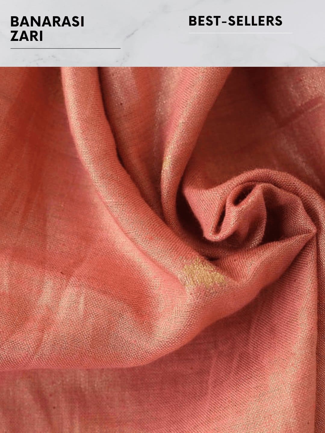 Pink Banarsi Zari Border Silk Fabric - Charkha TalesPink Banarsi Zari Border Silk Fabric
